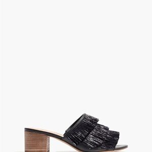 Madewell Devon Black Fringe Block Heel Sandals